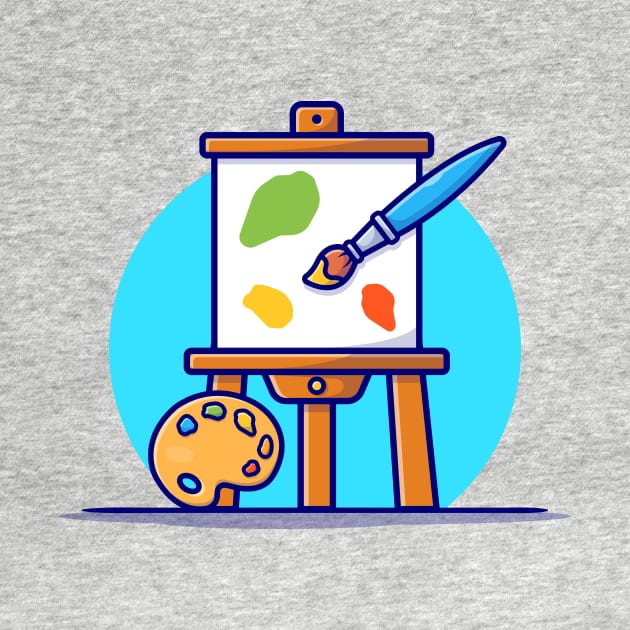 Easel Art Board, Paint pallet And Paint Brush Cartoon Vector Icon Illustration by Catalyst Labs